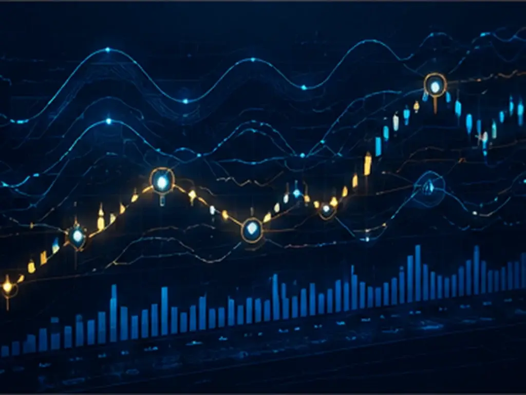 Illustration of market indicators forming a trading signal